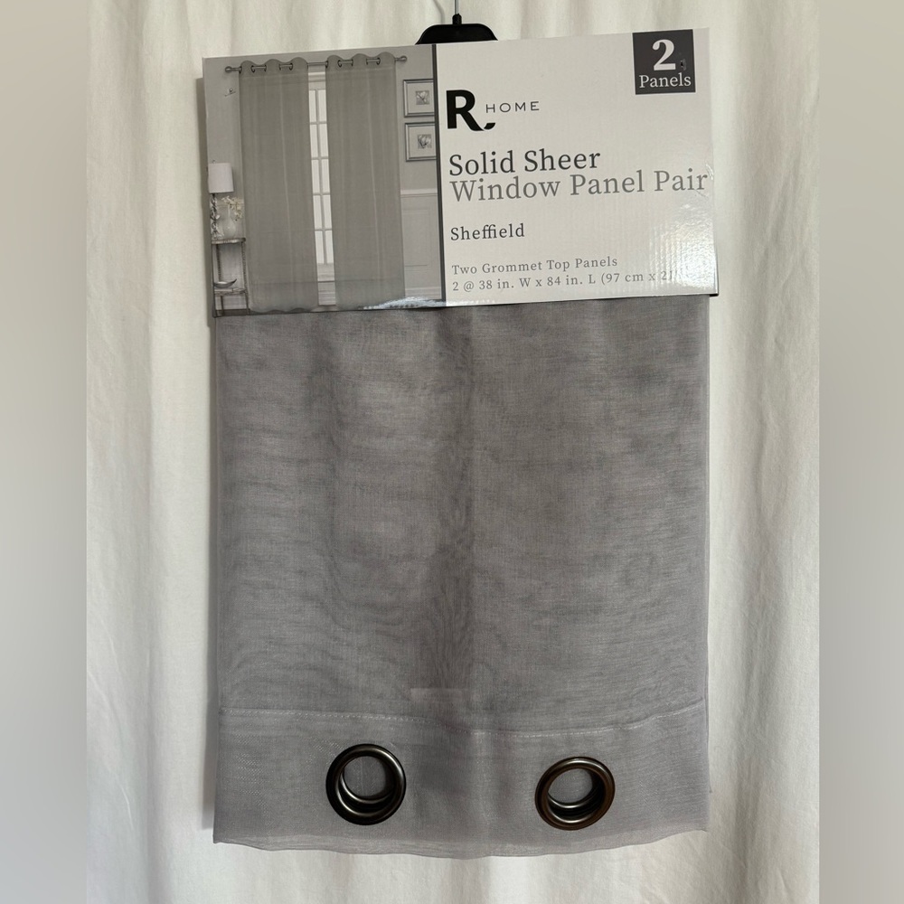 Solid Sheer Window Panel Pair in gray